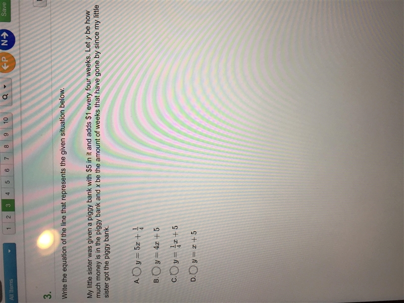 Write the equation of the line that represents the given situation-example-1