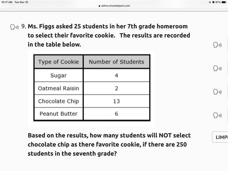 Ms. Figgs asked 25 students in her 7th grade homeroom to select their favorite cookie-example-1