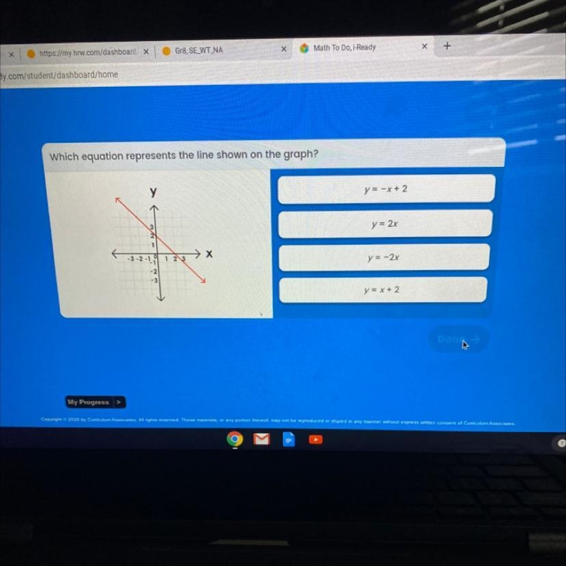 Which equation represent the line shown on the graph-example-1