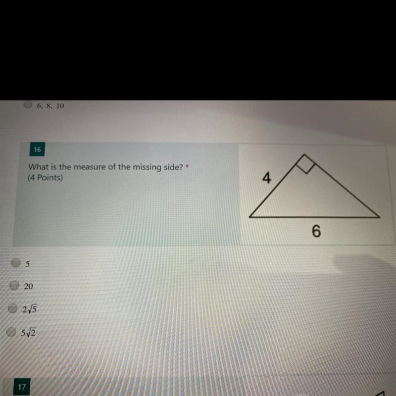 What is the measure of the missing side?-example-1