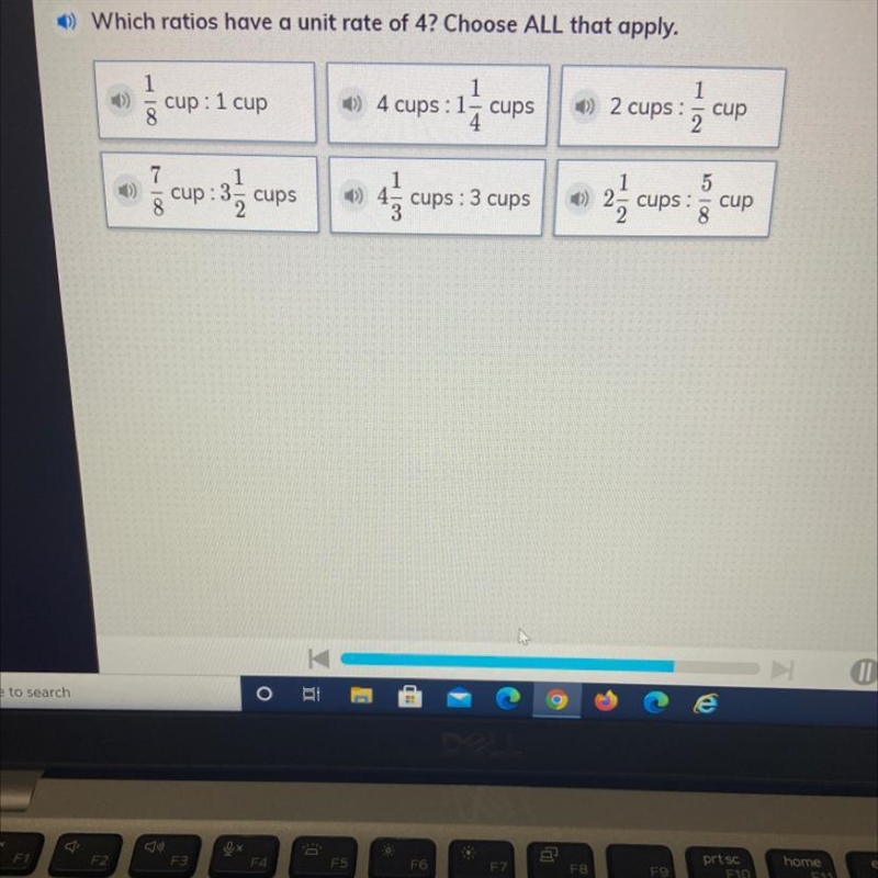 » Which ratios have a unit rate of 4? Choose ALL that apply.-example-1