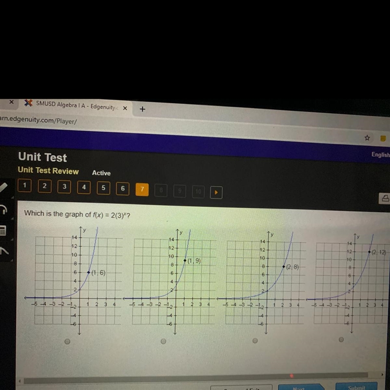 Which is the graph of f(x)=2(3)x-example-1