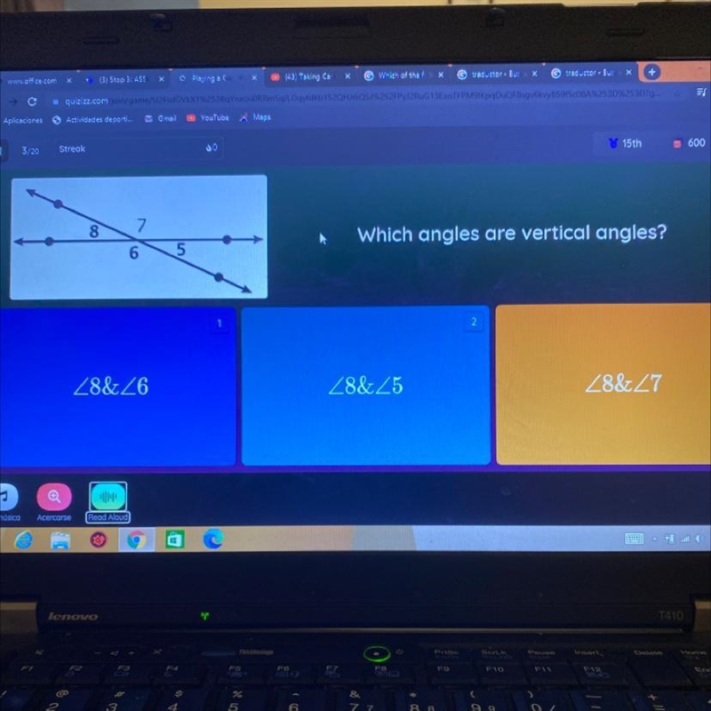 8 Which angles are vertical angles? 6 5-example-1