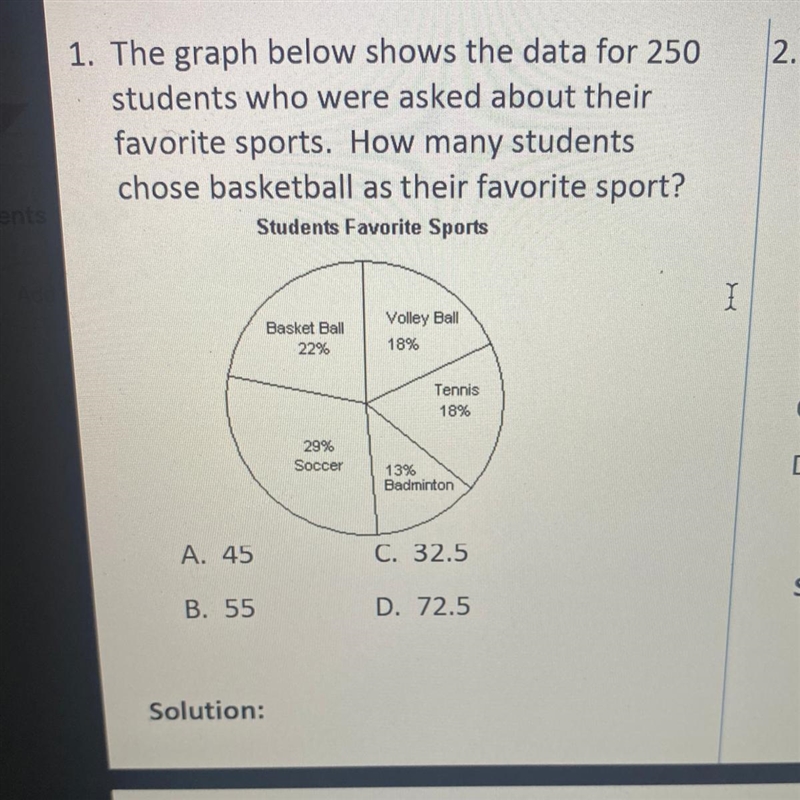 1. The graph below shows the data for 250 students who were asked about their favorite-example-1