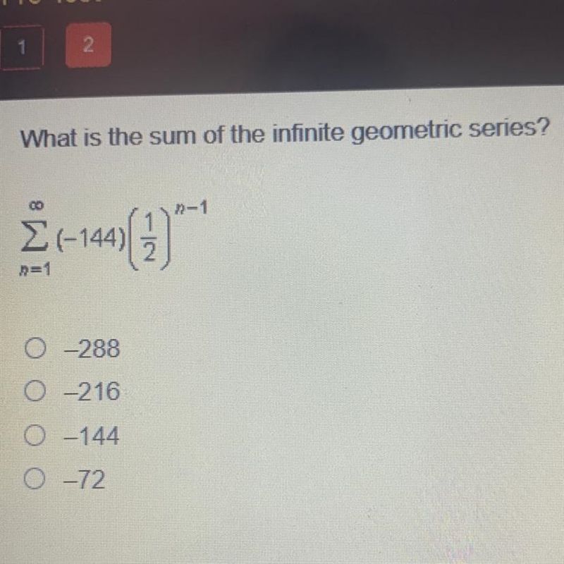 HELP ASAP!!!! what is the sum of the intimate geometric series-example-1