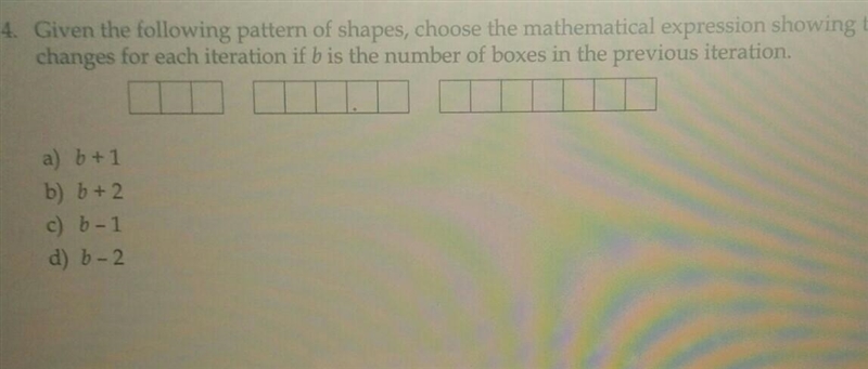 4. Given the following pattern of shapes, choose the mathematical expression showing-example-1