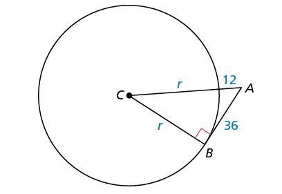 In the diagram, point B is a point of tangency. Find the radius r of-example-1