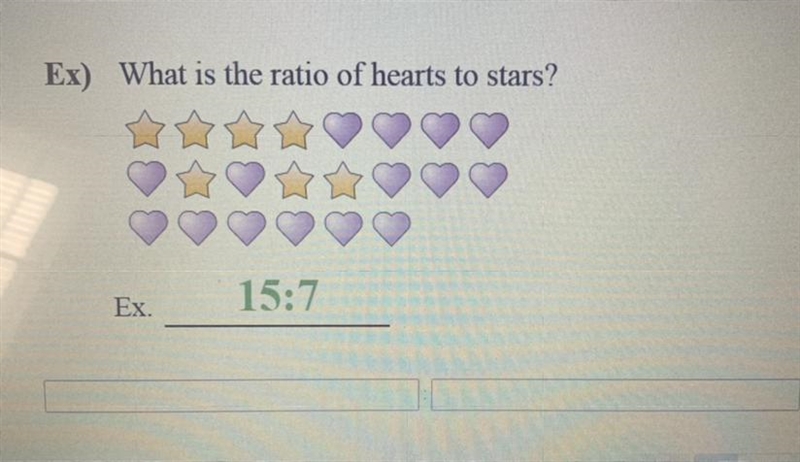 What is the ratio of hearts to stars-example-1