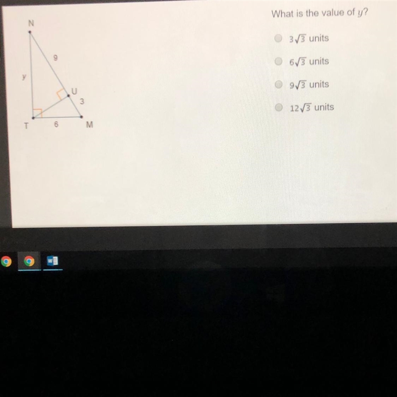 What is the value of y? 3/3 units 63 units 973 units 123 units-example-1