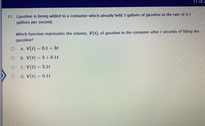 Which one of these functions represent the volume ?-example-1