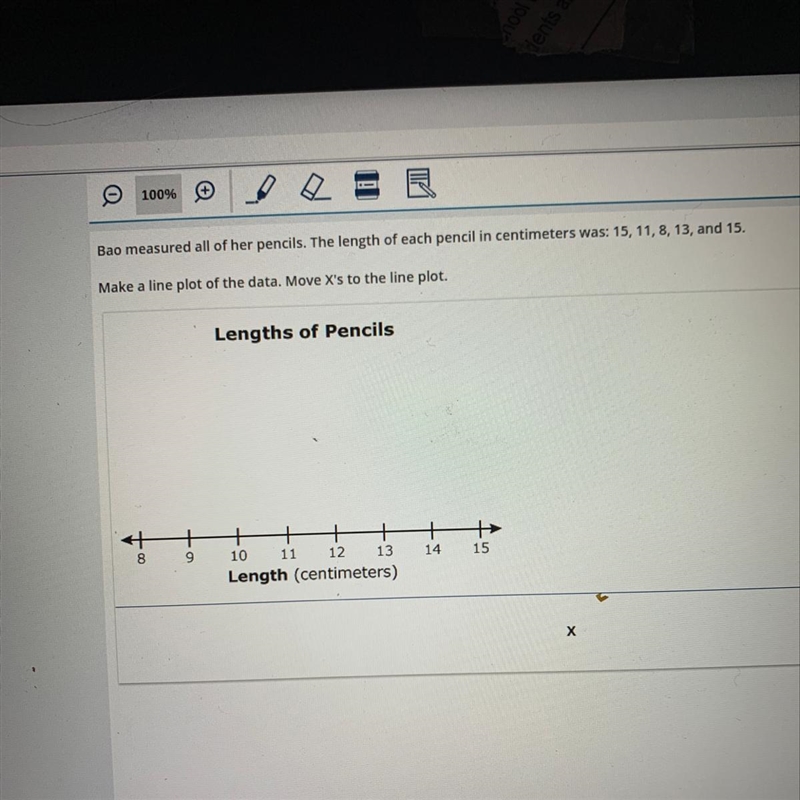 Bao measured all of her pencils. The length of each pencil in centimeters was: 15, 11, 8, 13, and-example-1