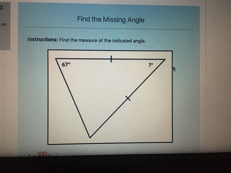 What is the measure of the missing angle and how do i solve????-example-1