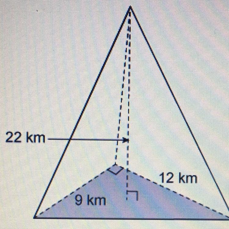 The base of a pyramid is a right triangle. What is the volume of the pyramid?-example-1