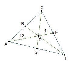 QUICKLY PLEASE Based on the diagram, can point D be the centroid of triangle ACF? Explain-example-1