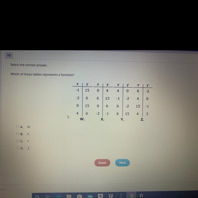 Which of these tables represents a function-example-1