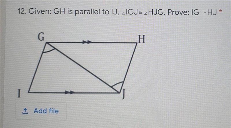 I need statements and reasoning to prove IG is congruent to HJ​-example-1