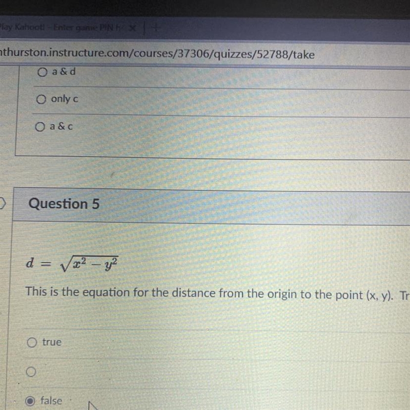 This is the equation for the distance from the oven to the point (x,y). True or false-example-1