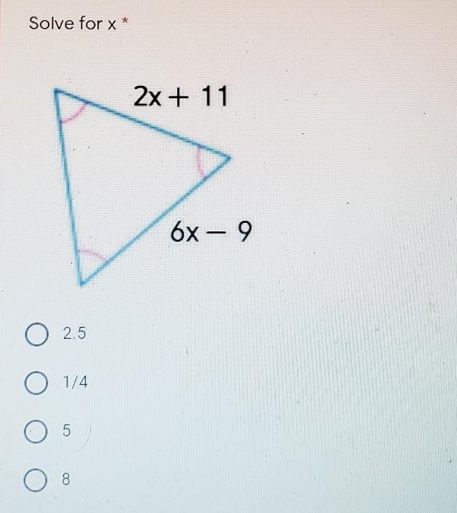 Solve for x 2x + 11 6x - 9 ​-example-1