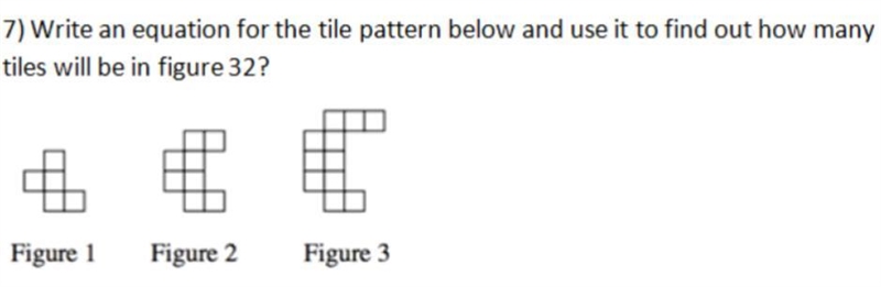 7) Write an equation for the tile pattern and use it to find out how many tiles will-example-1