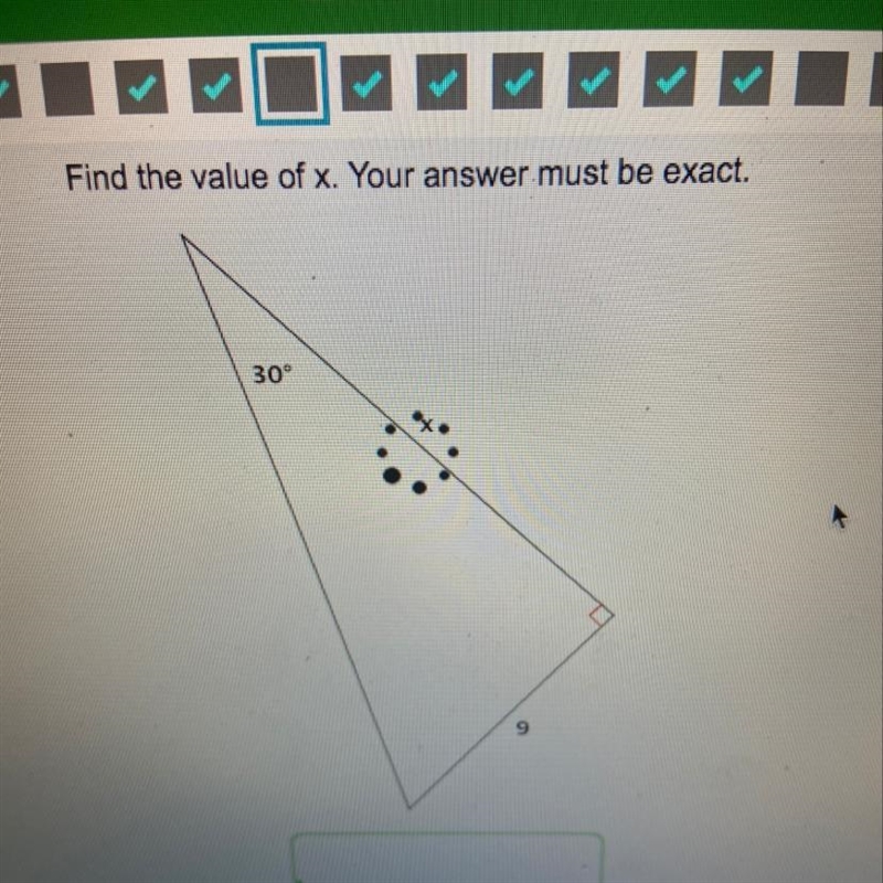 A Find the value of x. Your answer must be exact. 30 9-example-1