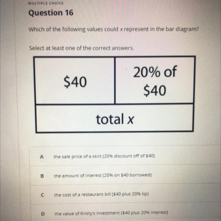 Which of the following values could x represent in the bar diagram? PLEASE HELP!!! Worth-example-1