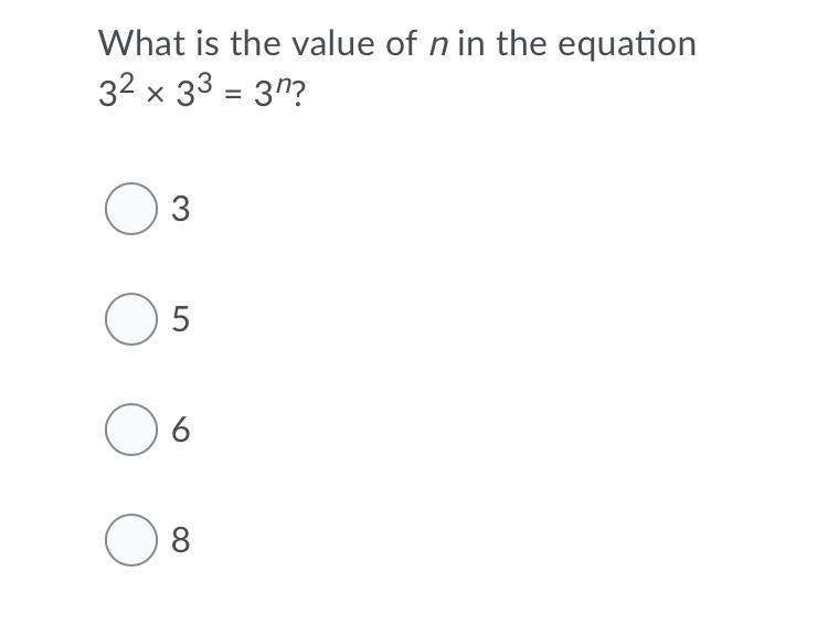 What is the value of n in the equation 32 × 33 = 3n?-example-1