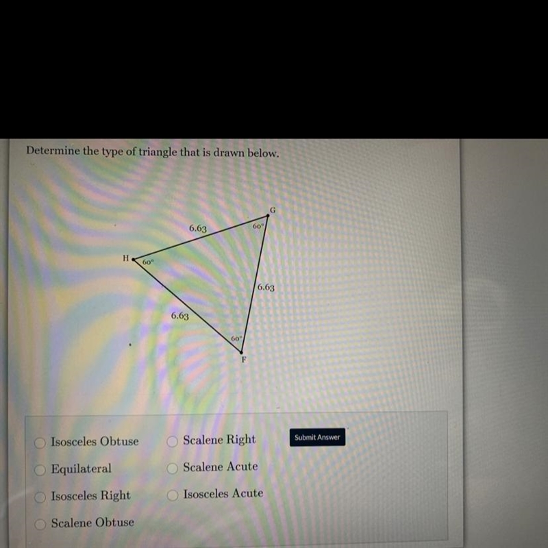 Plzzzz helppp!! Determine the type of triangle that is drawn below-example-1