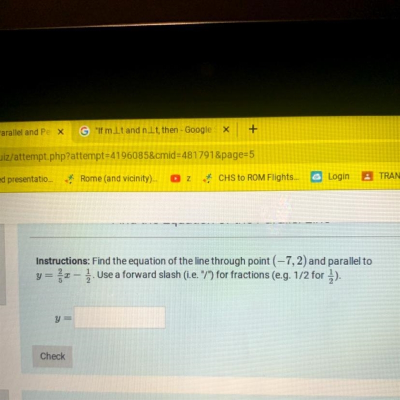 Find the Equation of the Parallel Line 2 of Instructions: Find the equation of the-example-1