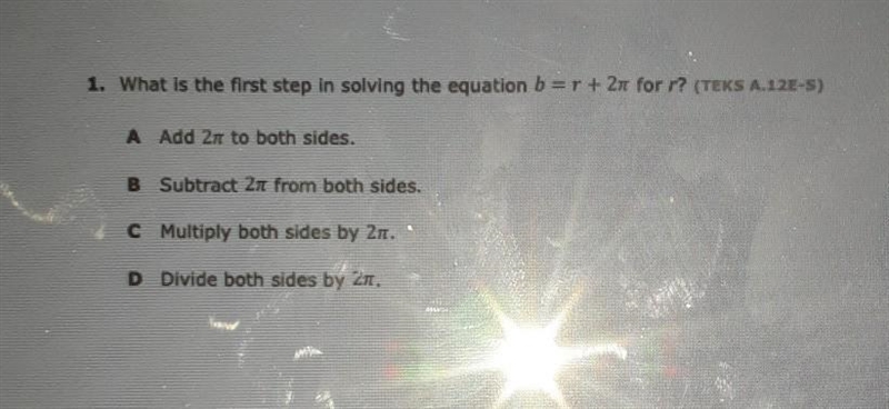 What is the first step in solving the equation b=r + 27 for r? A Add 21 to both sides-example-1