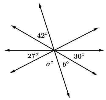 Solve for angles a and b-example-1