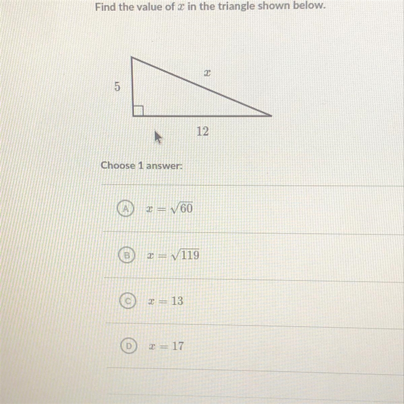 What is the value of x in the triangle?-example-1