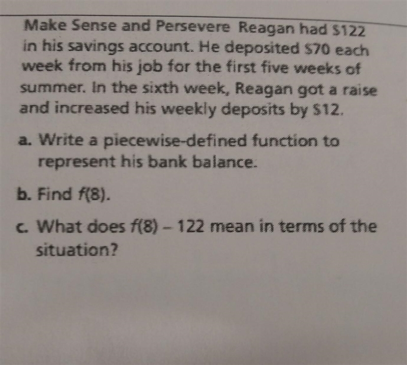 Reagan had $122 in savings account. He deposited $70 each week from his job for the-example-1