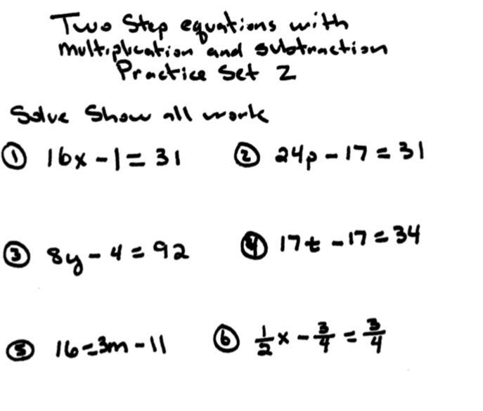 Please help. its Two Step Equation with multiplication and subtraction-example-1