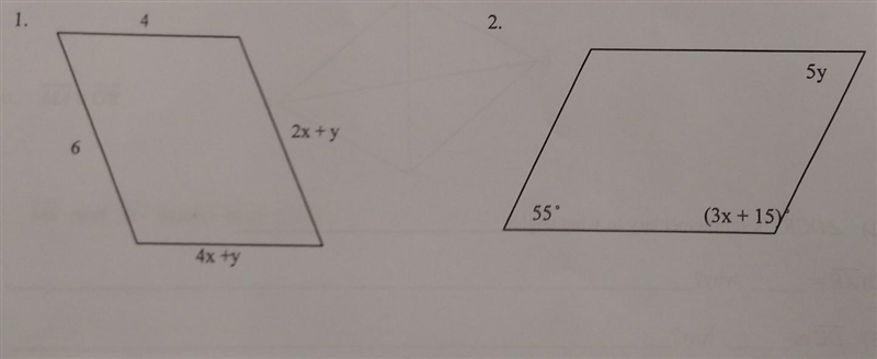 Find the values of X and wanted to ensure each quadrilateral is a parallelogram.​-example-1