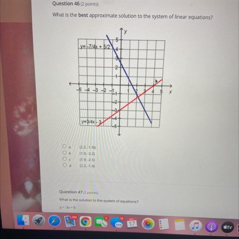 What is the best approximate solution to the system of linear equations?-example-1