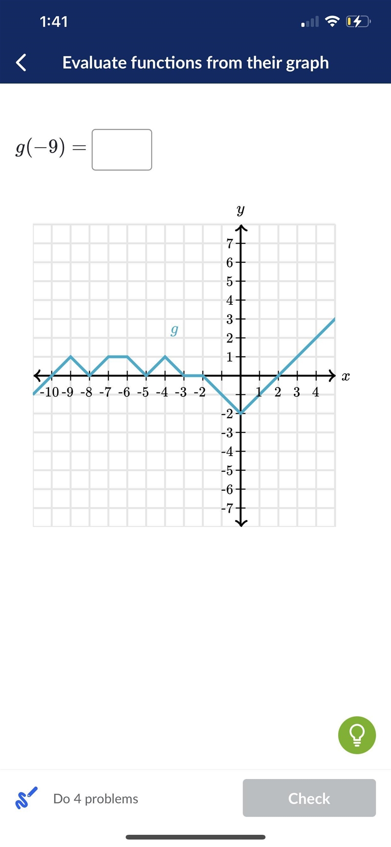 Someone help me please! G(-9)=? Check graph-example-1