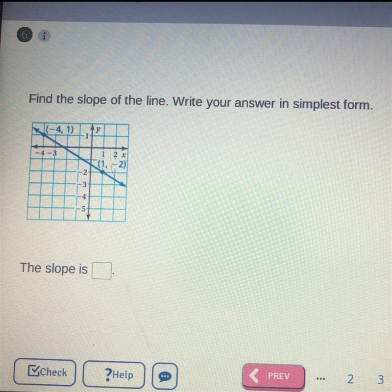 Find the slope of the line. Write your answer in simplest form.-example-1