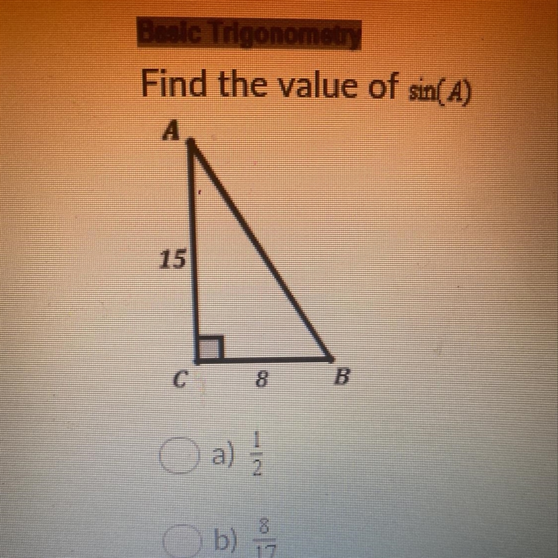 Find the value of sin( A)-example-1