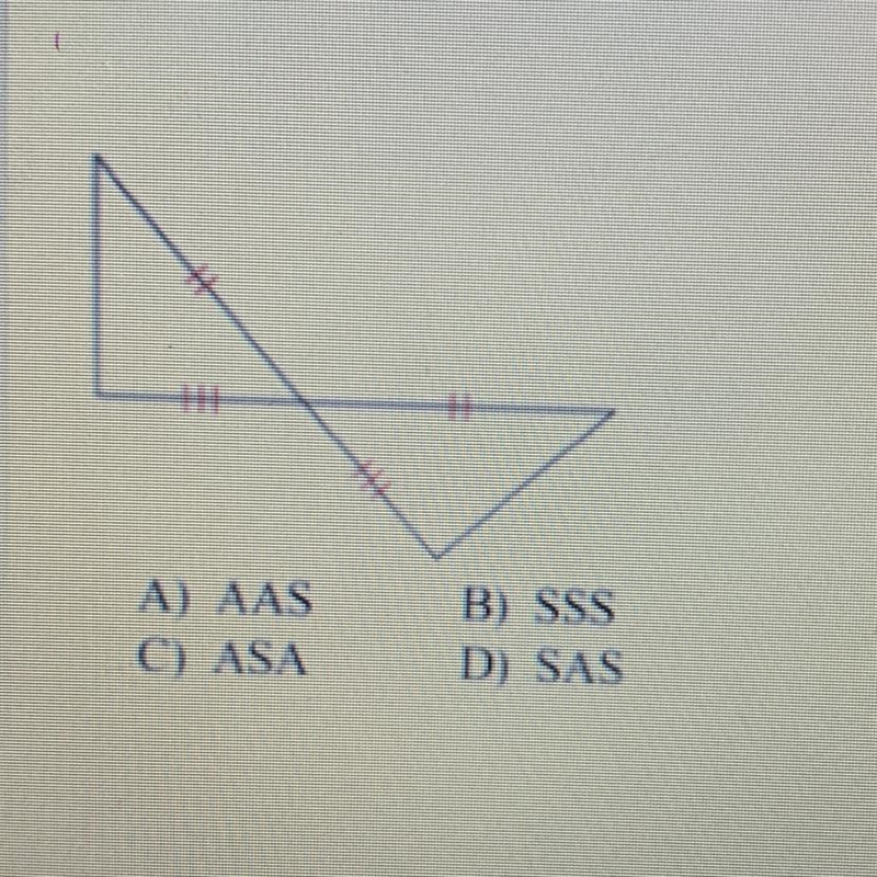 Given the two congruent triangles below, choose which congruence theorem can be used-example-1