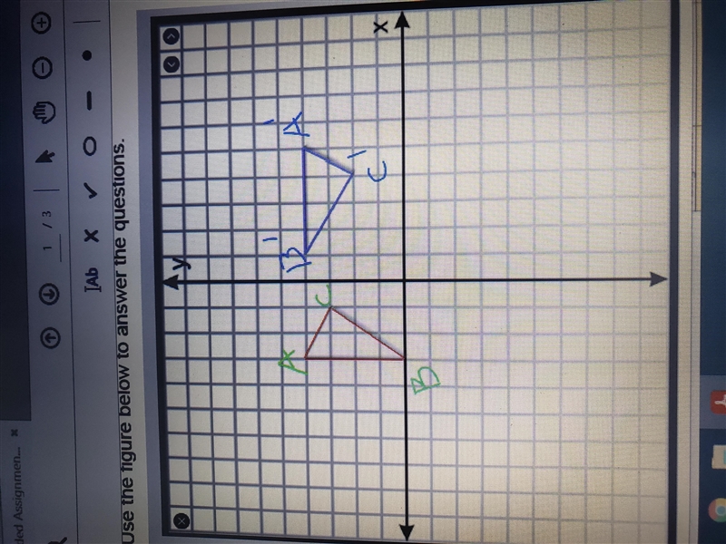 Describe in words a sequence of transformations that maps ABC to A'B'C'-example-1