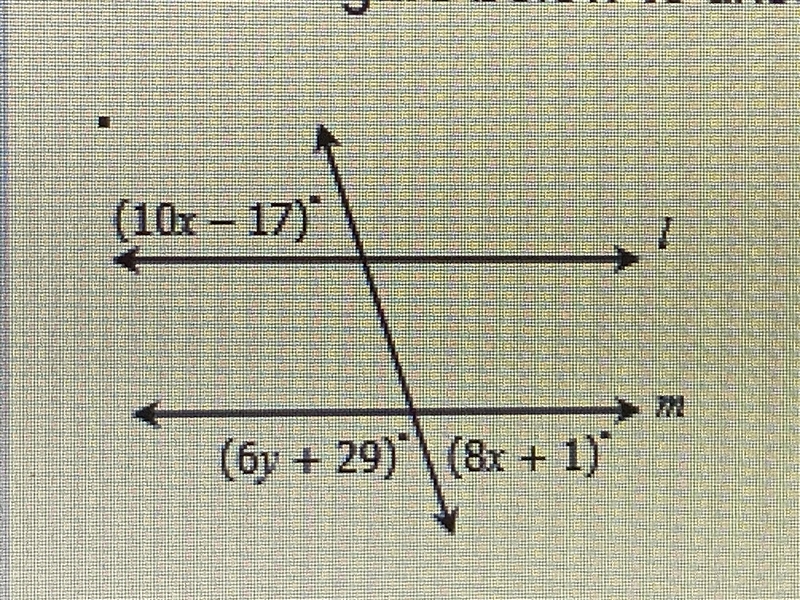 What is the value of y if line l is parallel to line m-example-1