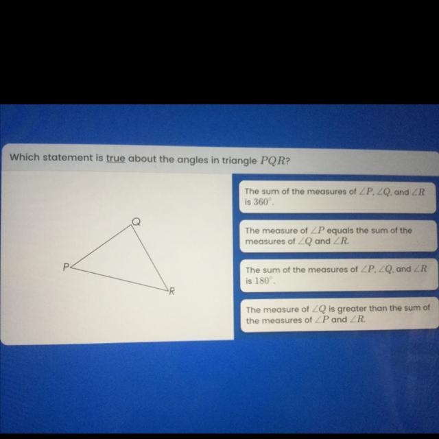 What statement is true about the angles in triangle PQR-example-1