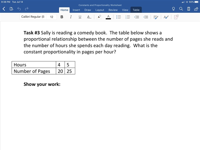 Sally is reading a comedy book. The table below shows a proportional relationship-example-1