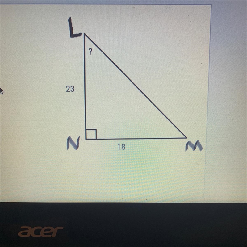 What is the measure of L in degrees? Round your answer to the nearest hundredth. 23 N-example-1