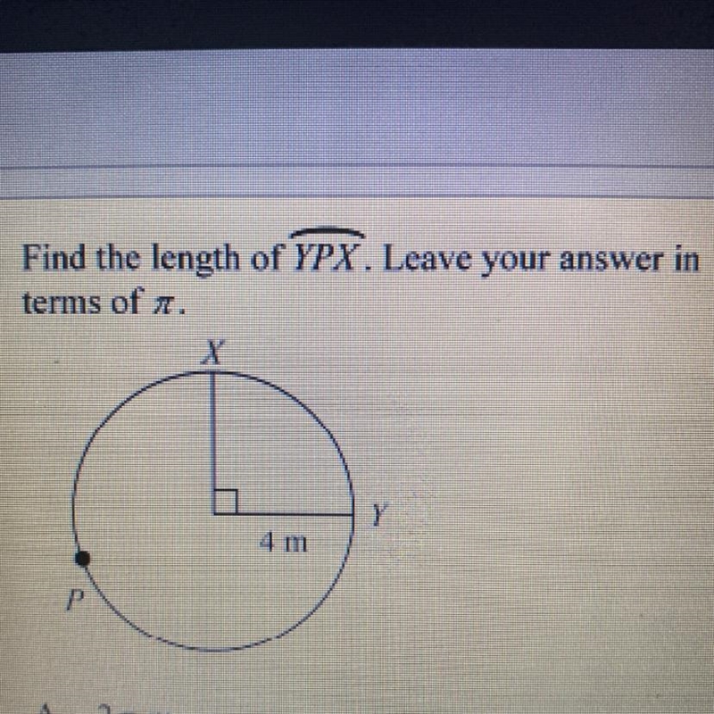 HURRY !! Please The answer choices are A- 2 pi m B- 360 pi m C- 12 pi m D- 2 pi m-example-1