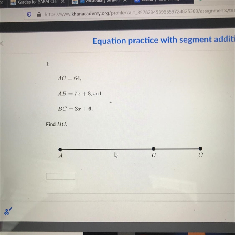 If: AC = 64, AB = 72 +8, and BC = 3.2 + 6. Find BC.-example-1