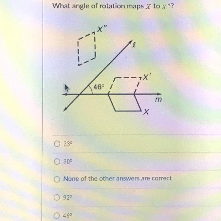 What angle of rotation maps X to X”?-example-1