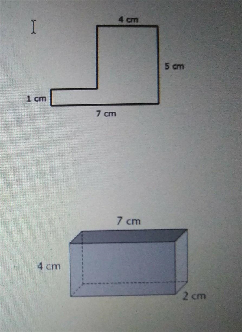 1) Find Area of this polygon 4 cm I 5cm 1 cm 7 cm and the other one ​-example-1