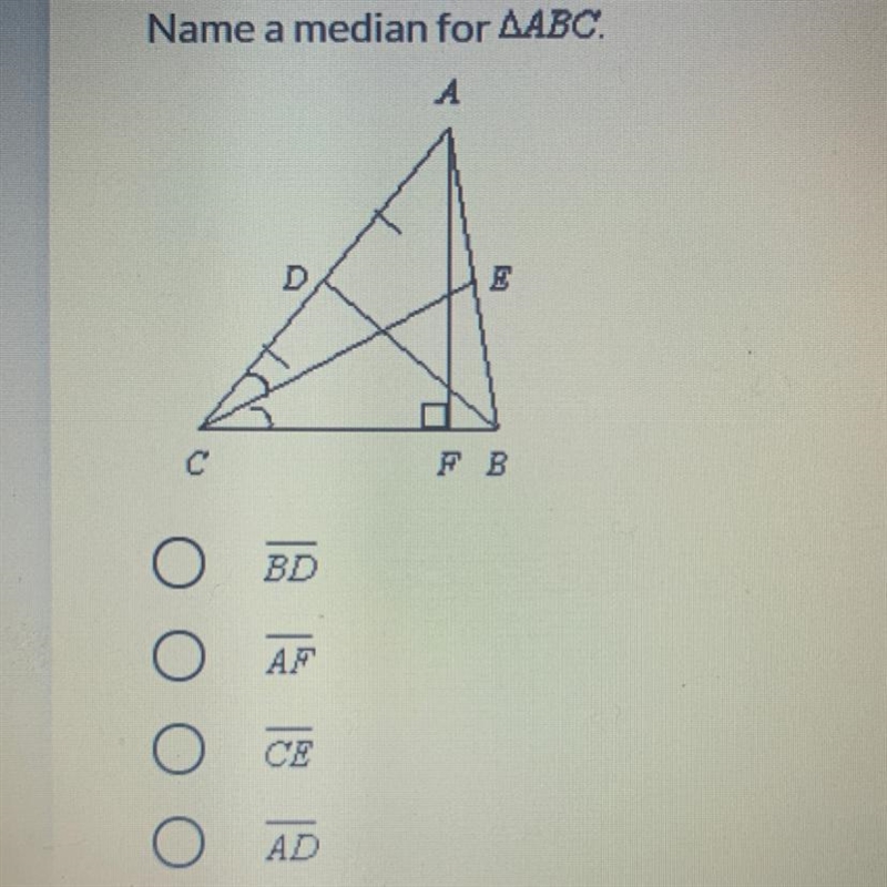 Name a median for AABC.-example-1