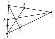 Which of the following segments is an angle bisector? 1. AL 2. JB 3. KC-example-1